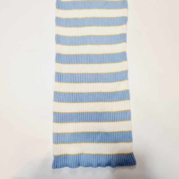 Striped Strapless Dress in Blue and Cream